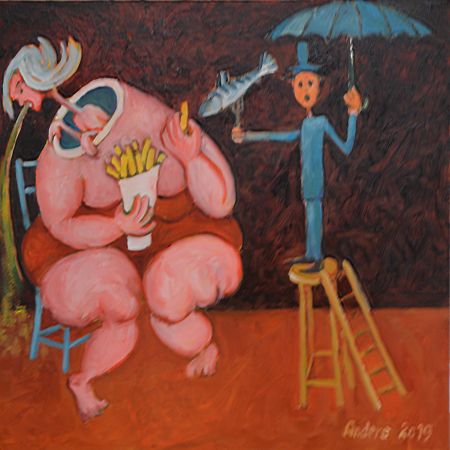 Spis min søde (akryl, olie 40 x 40)