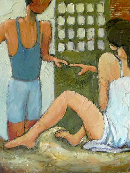 Mand,  kvinde - berøreing (spartel, akryl, olie 38 x 46).jpg