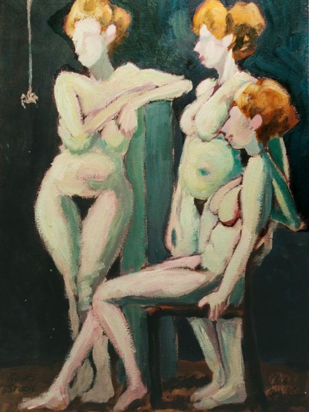 Tre kvinder og en edderkop (akryl 61 x 43).jpg