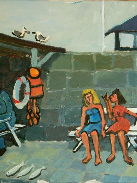 Folk på Vang Havn (akryl, olie 40 x 50).jpg