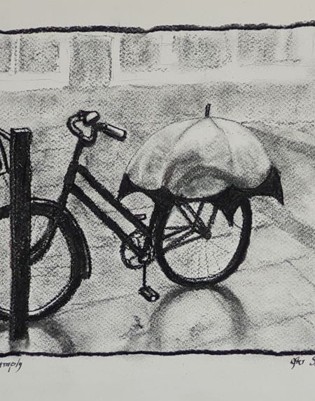 Cykel i regnvejr (kul på papir 30 x 40).jpg
