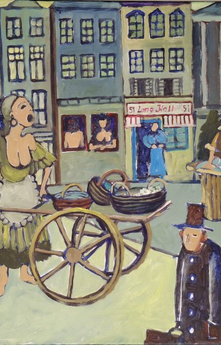 Molly med kærren. Dublin i 1700-tallet (akryl, olie 60 x 80).jpg