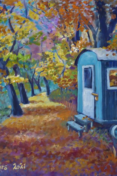 Efterårsskov med skurvogn (olie 60 x 50).JPG