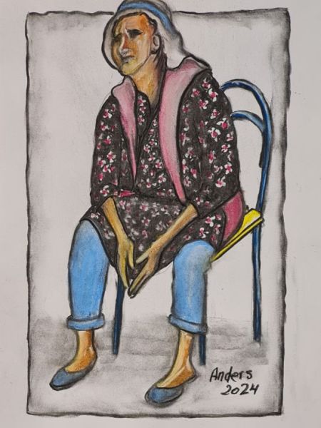 Gammel tyrkisk bondekone (2) (kul og pastel på papir 40 x 30).jpg