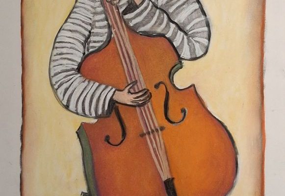 Klovn med bas (pastel på pap 40 x 30).jpg