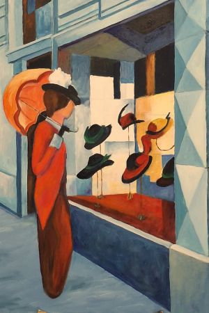 Kvinde ved hatteforretning, kopi Aug. Macke 1914.jpg