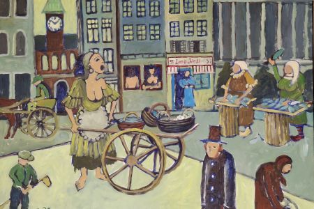 Molly med kærren. Dublin i 1700-tallet (akryl, olie 60 x 80).jpg