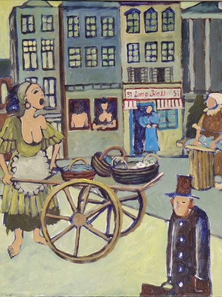 Molly med kærren. Dublin i 1700-tallet (akryl, olie 60 x 80).jpg