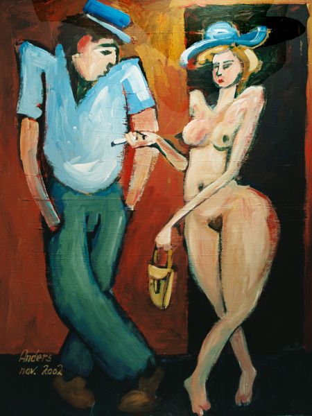 Somand_og_nogen_dame_med_bla_hat_akryl_80_x_60.jpg