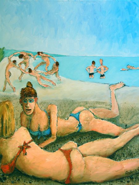 Veninder_pa_stranden_spartel_akryl_olie_sand_muslingeskaller_60_x_50.jpg
